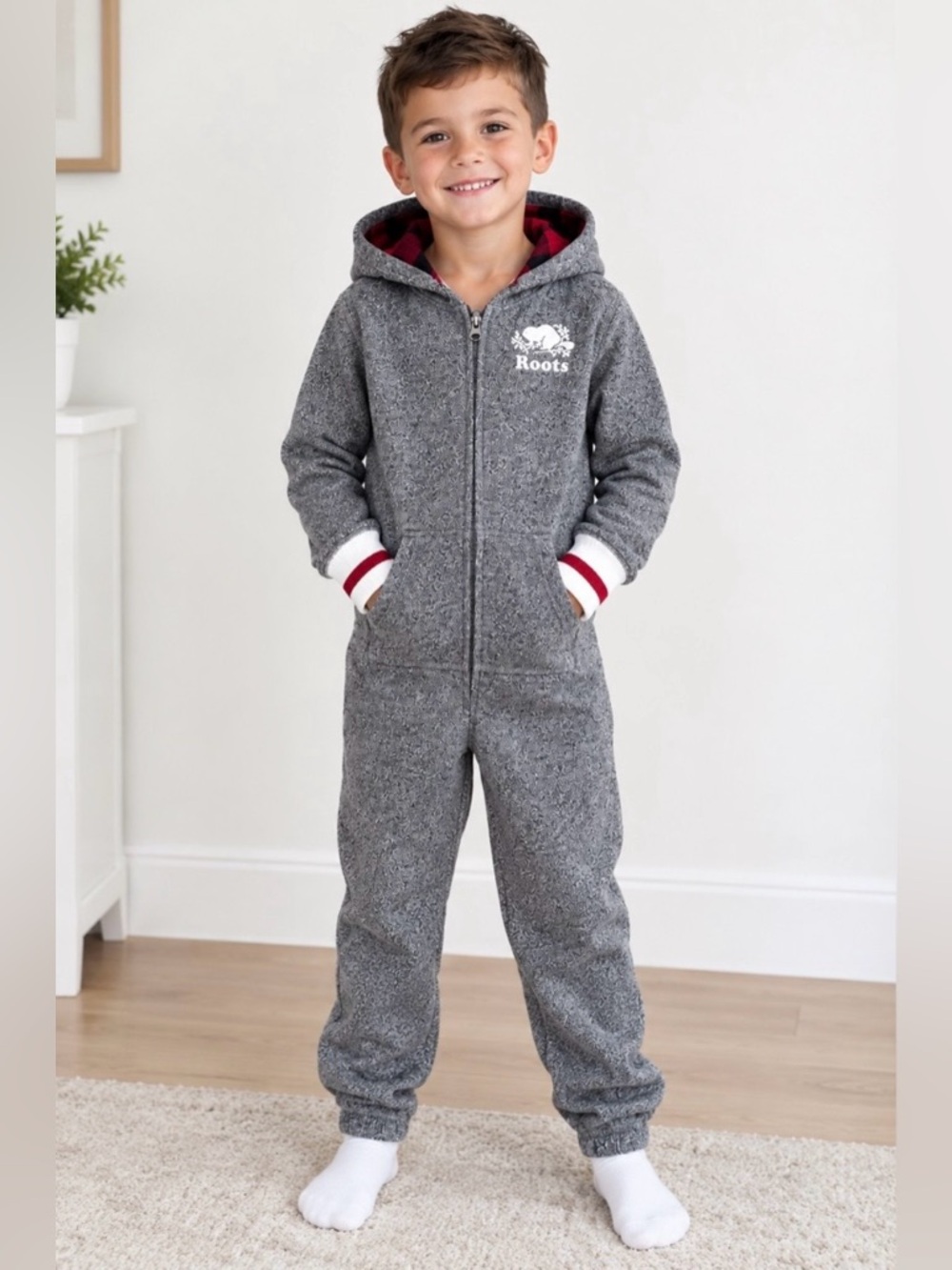 Roots Salt & Pepper Cabin Hoodie Onesie Rompers, Unisex